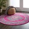 Homeroots 8 ft. Round Fuchsia & Blue Distressed Area Rug 385314 - alternate 6